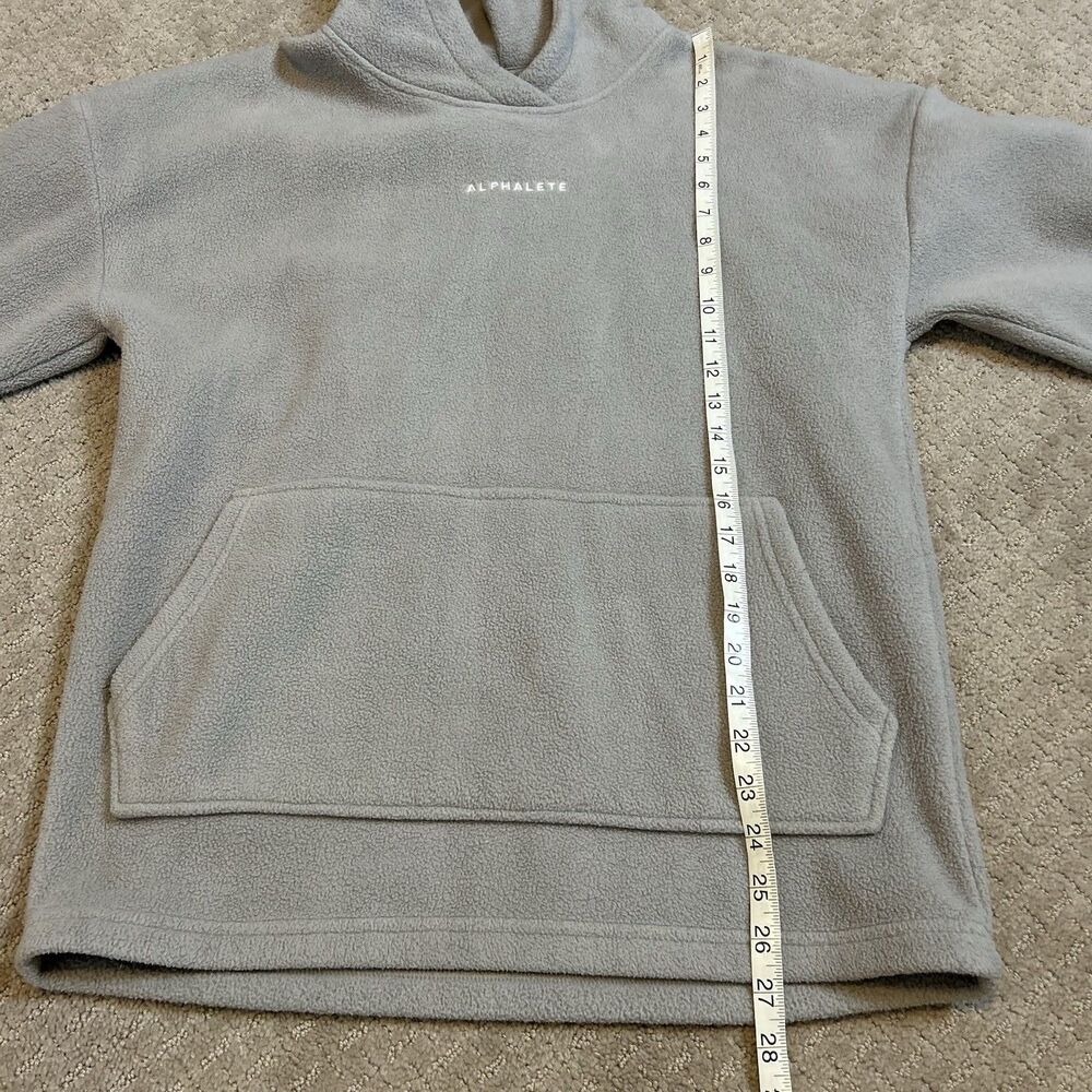 Alphalete Hoodie Men’s Medium Gray Sherpa Pullover Cozy Gym Workout Lounge - Picture 10 of 12